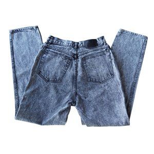 Vintage Acid Washed Jeans by Rose Denim Black Size 13 High Waisted Hi Rise 80s